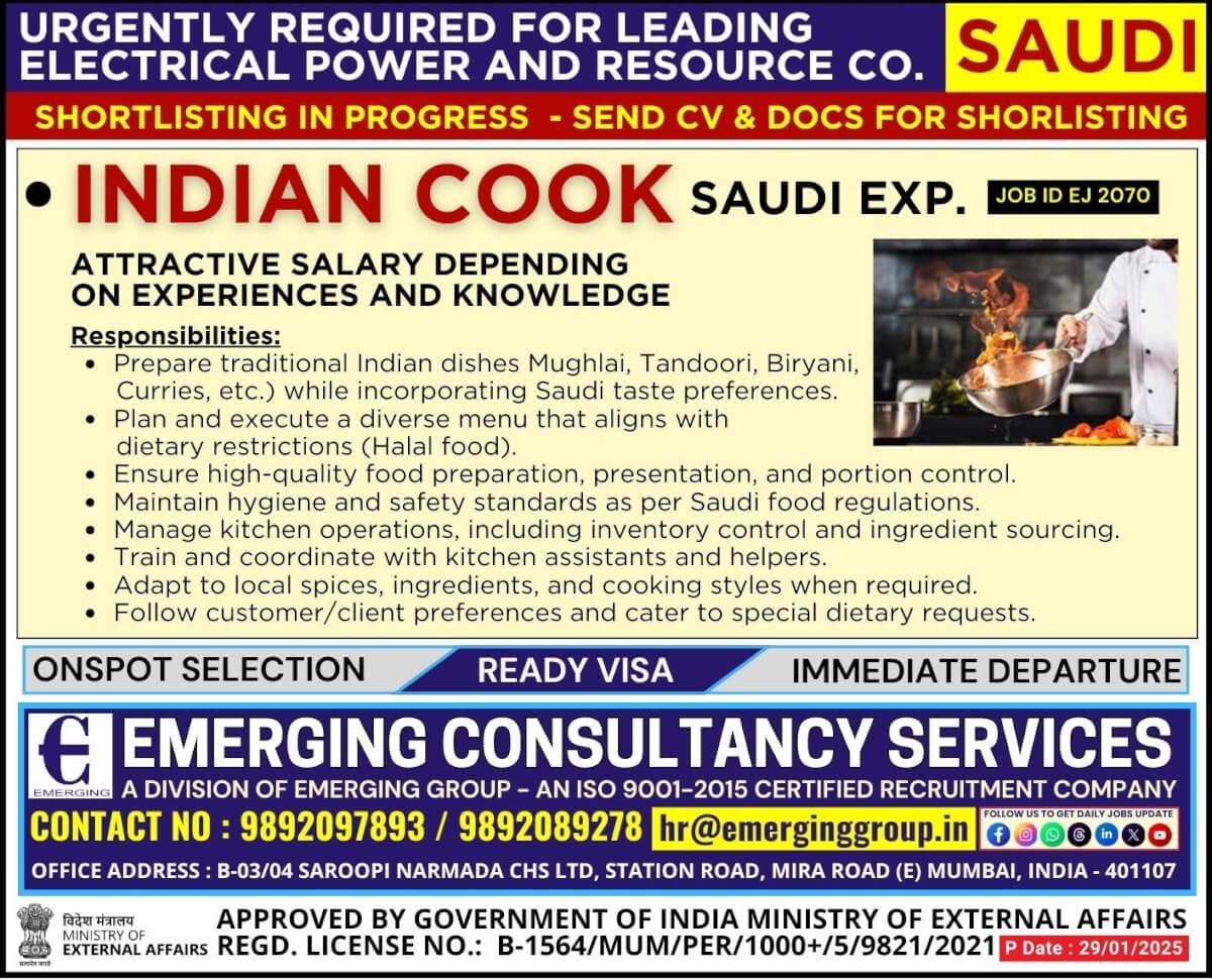 Urgently Required for Leading Electrical Power and Resources Company in Saudi Arabia - Shortlisting in Progress Urgently Required for Leading Electrical Power and Resources Company in Saudi Arabia - Shortlisting in Progress