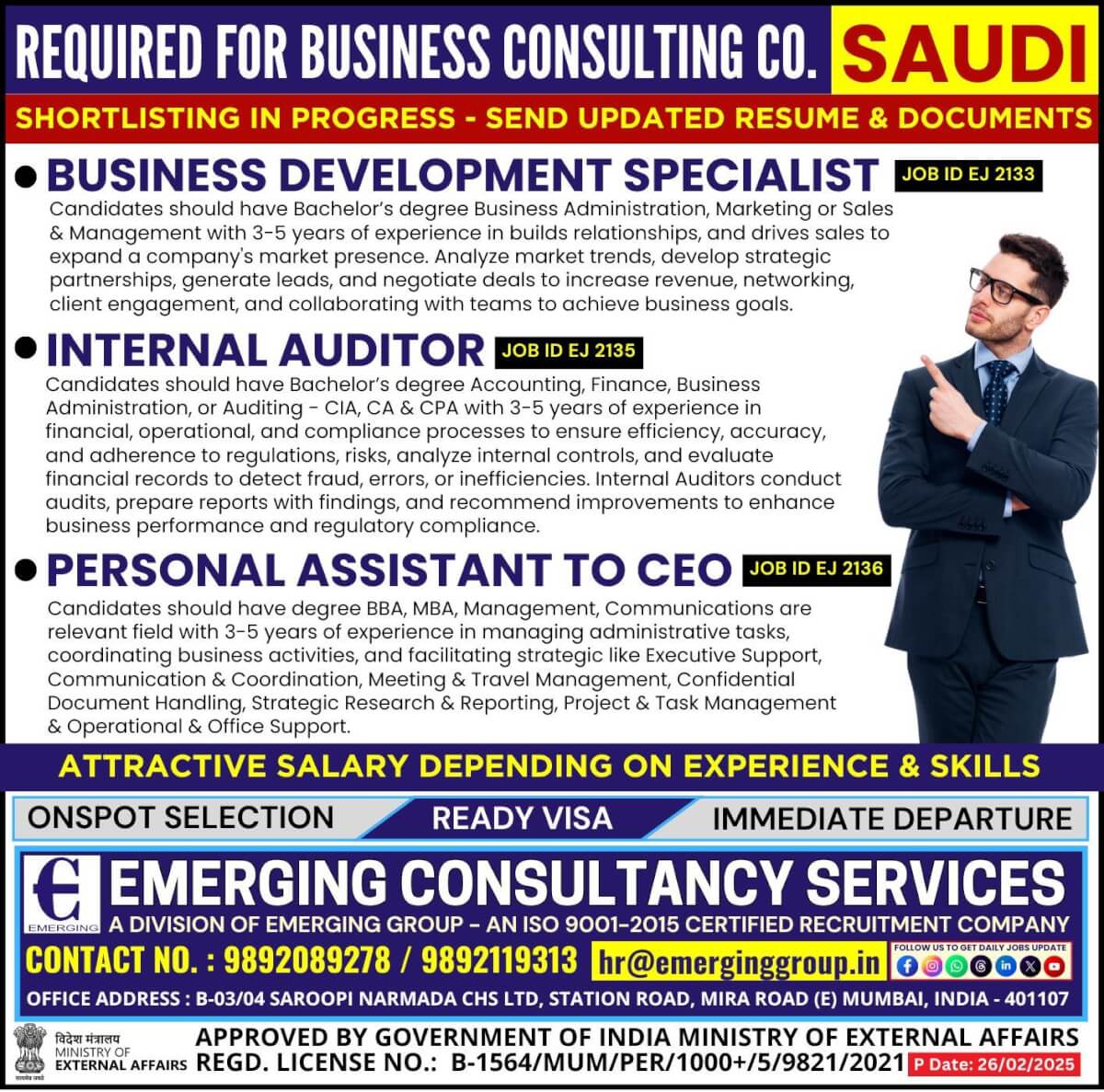 Urgently Required For Business Consulting Company in Saudi Arabia - Shortlisting in Progress