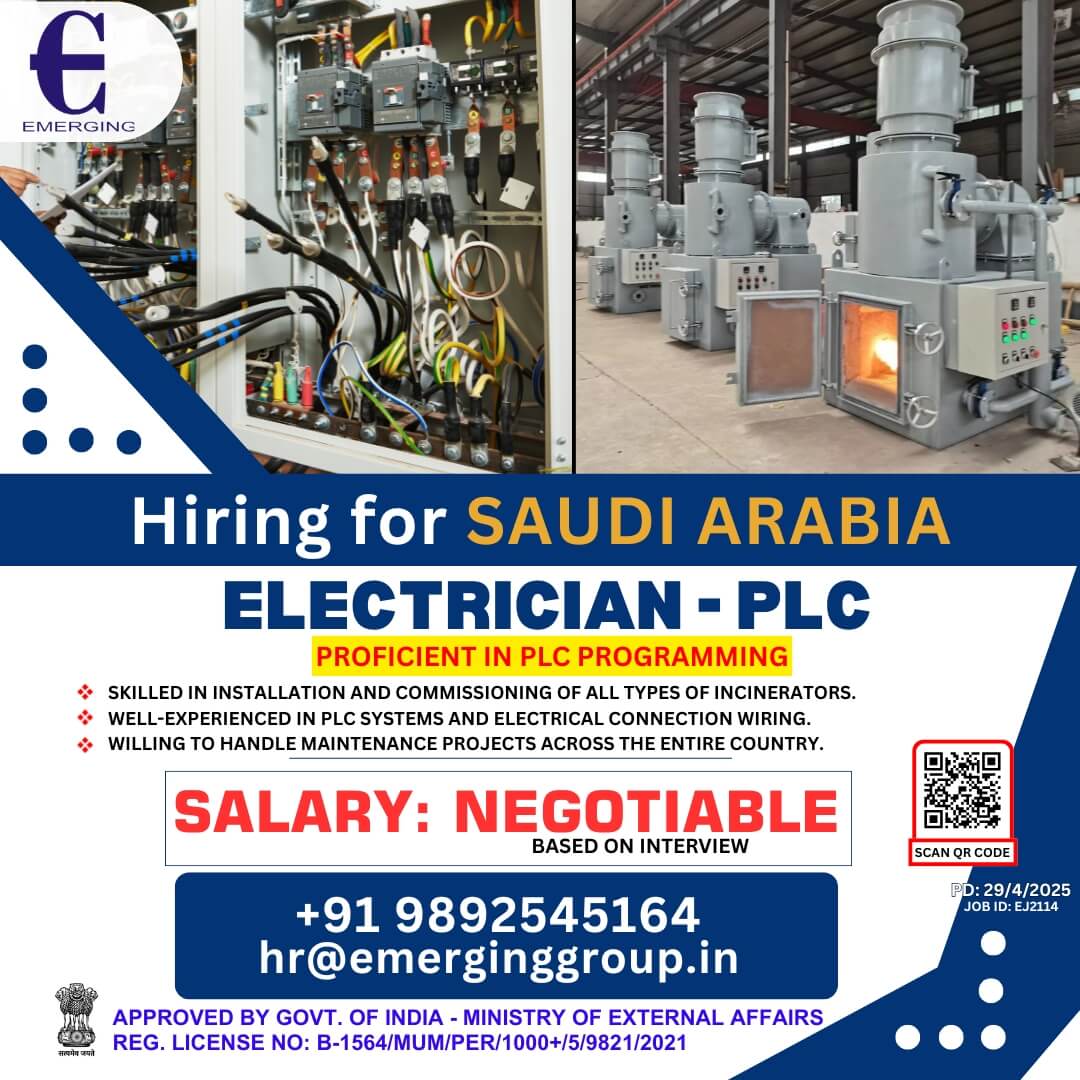 HIRING: ELECTRICIAN – PLC