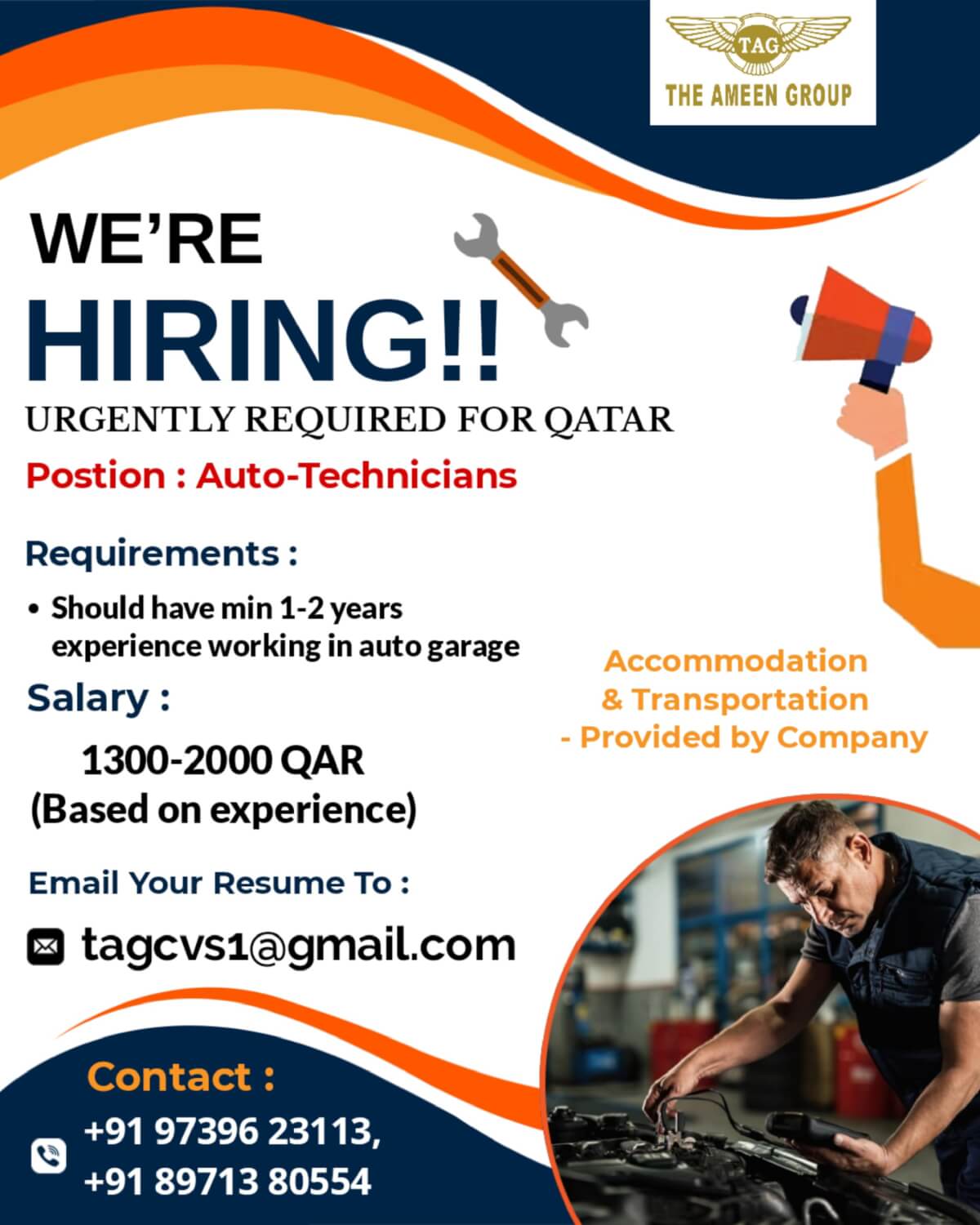 URGENTLY REQUIRED AUTO-TECHNICIANS FOR QATAR URGENTLY REQUIRED AUTO-TECHNICIANS FOR QATAR