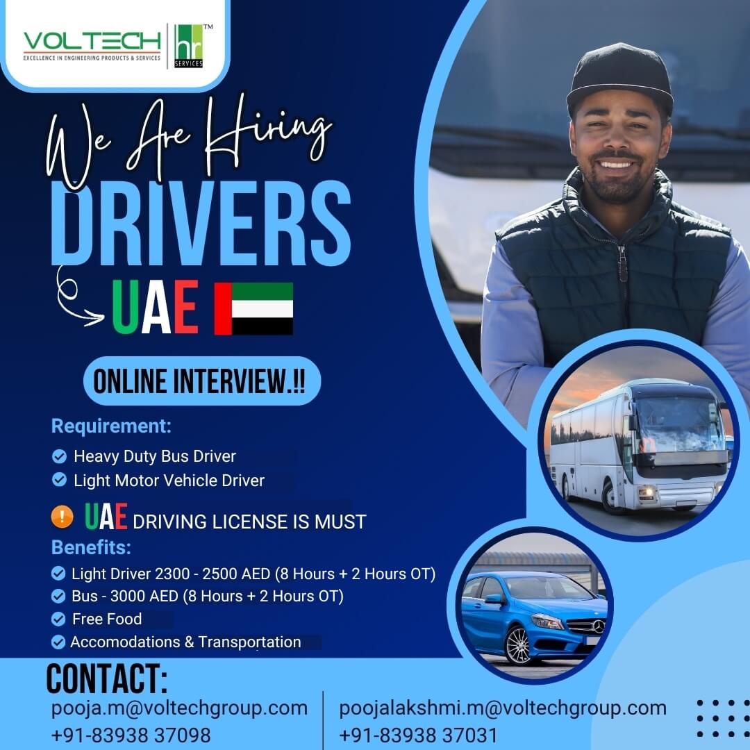 Immediate Vacancy for Heavy Bus Driver & LMV Driver for UAE