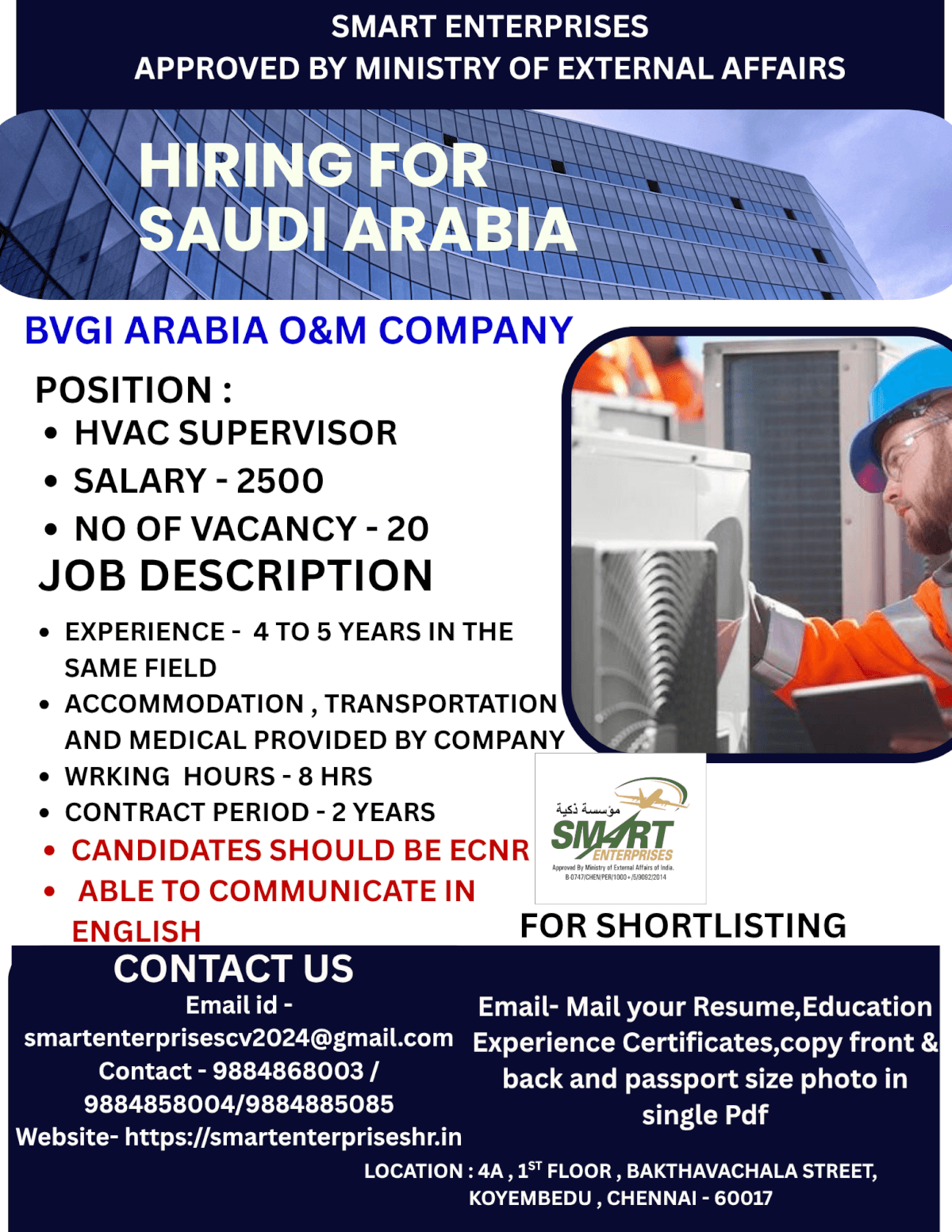 HIRING FOR SAUDI ARABIA