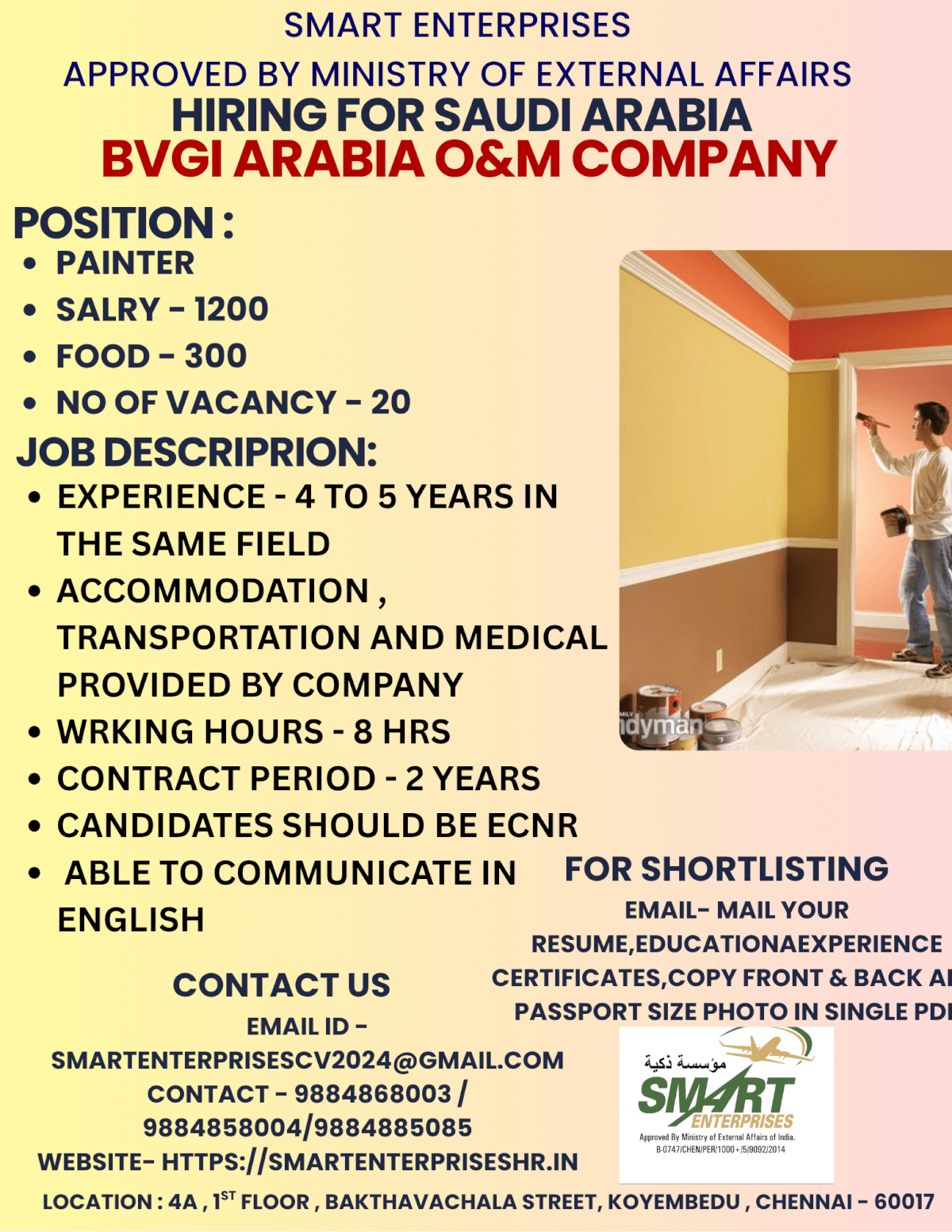 HIRING FOR SAUDI ARABIA