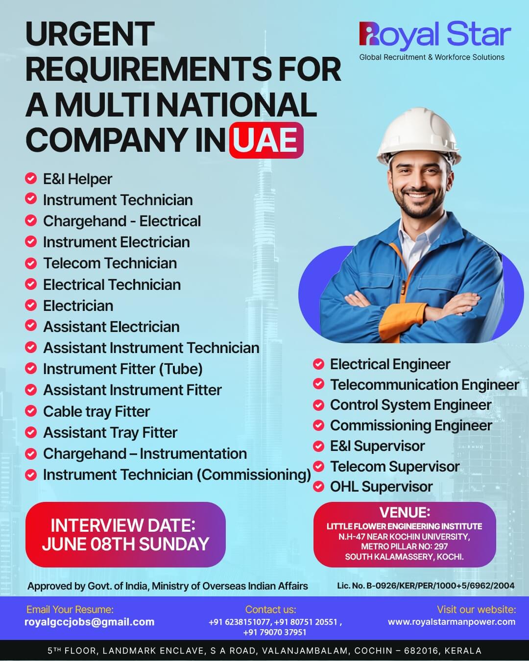CONTROL SYSTEM ENGINEER - COMMISSIONING ENGINEER - ELECTRICAL ENGINEER - TELECOMMUNICATION ENGINEER - E&I SUPERVISOR - TELECOM SUPERVISOR - OHL SUPERVISOR