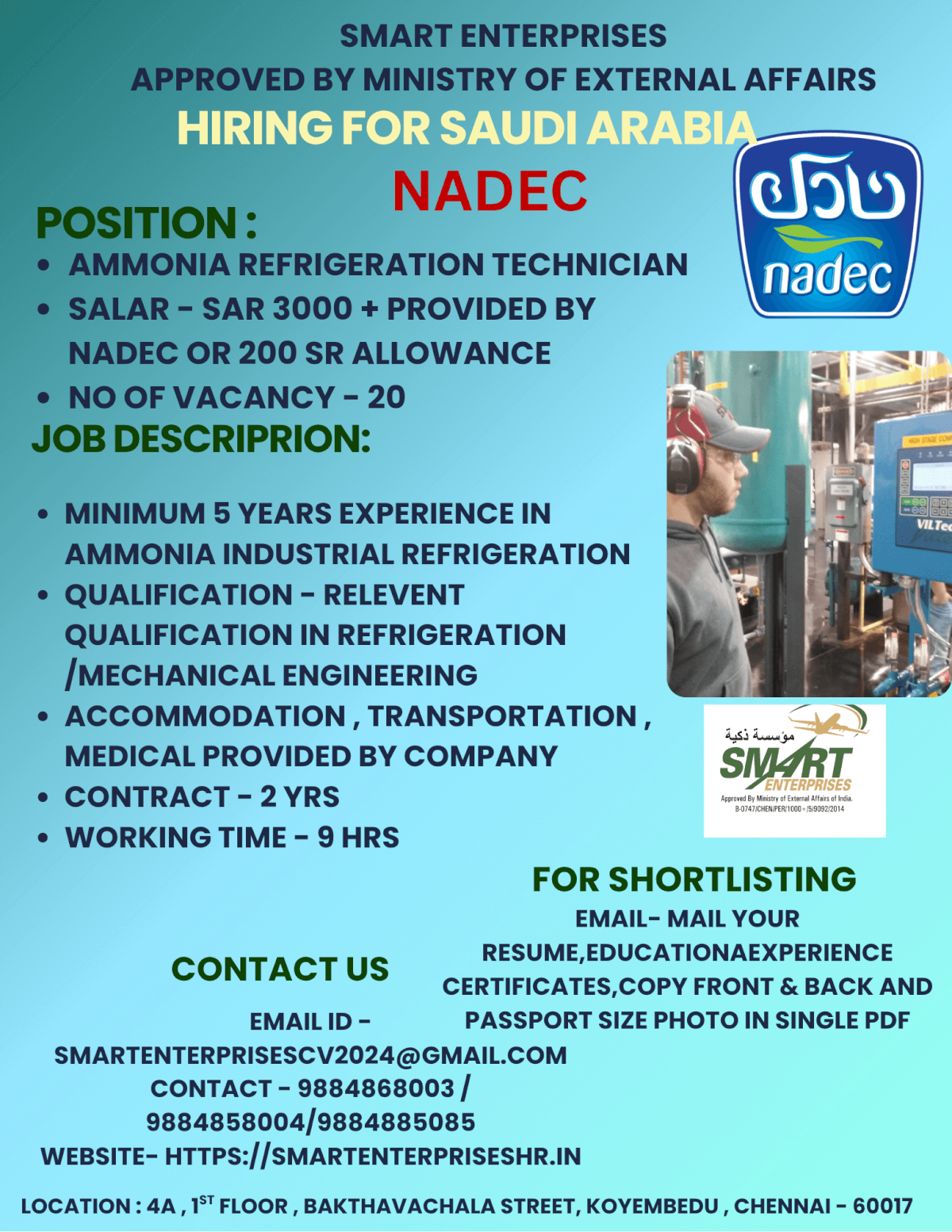 HIRING FOR SAUDI ARABIA