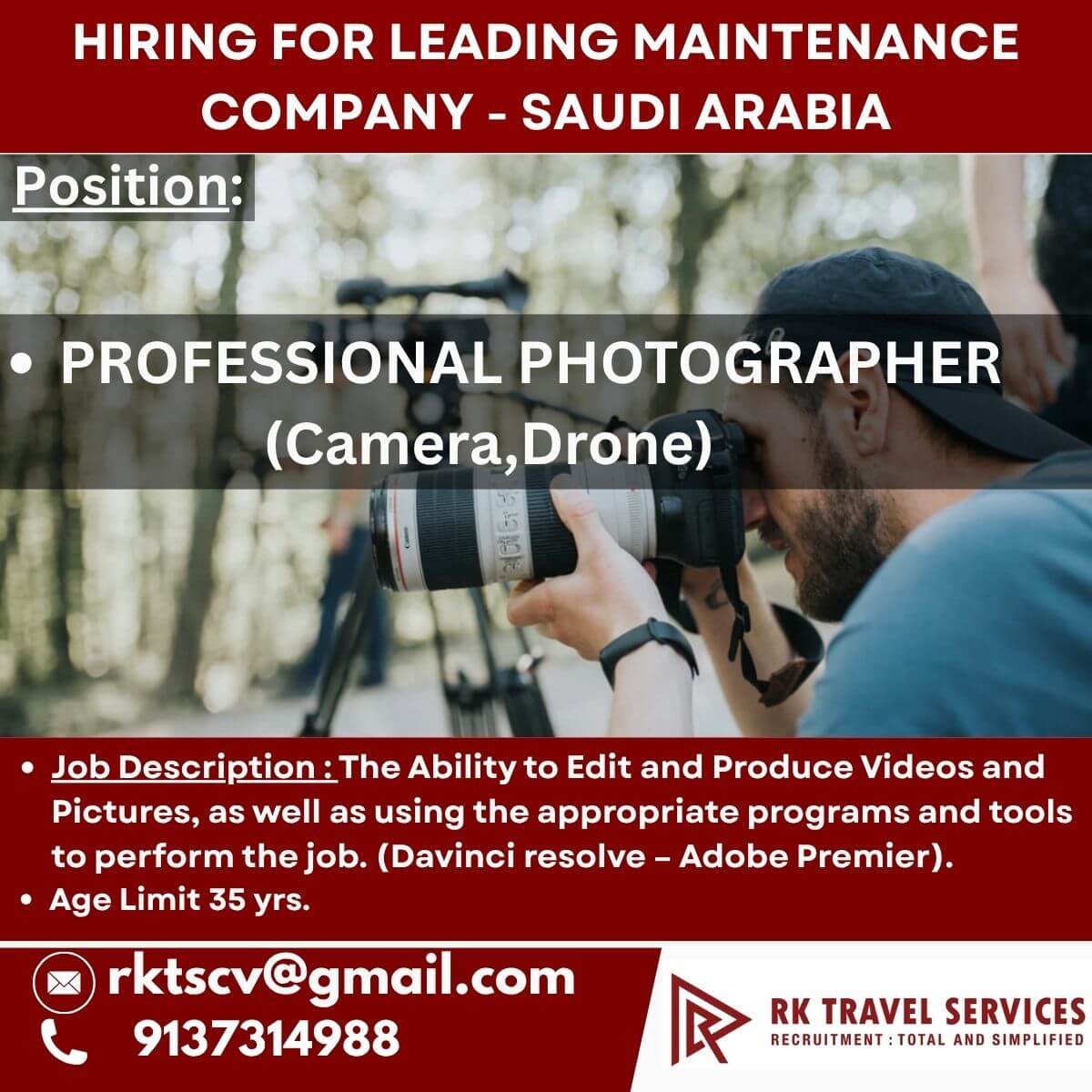 HIRING FOR LEADING MAINTENANCE COMPANY - SAUDI ARABIA HIRING FOR LEADING MAINTENANCE COMPANY - SAUDI ARABIA