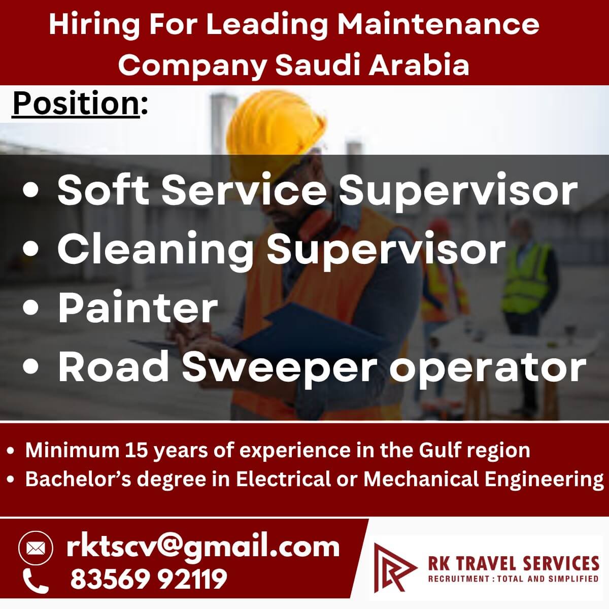 Hiring For Leading Maintenance Company Saudi Arabia Hiring For Leading Maintenance Company Saudi Arabia