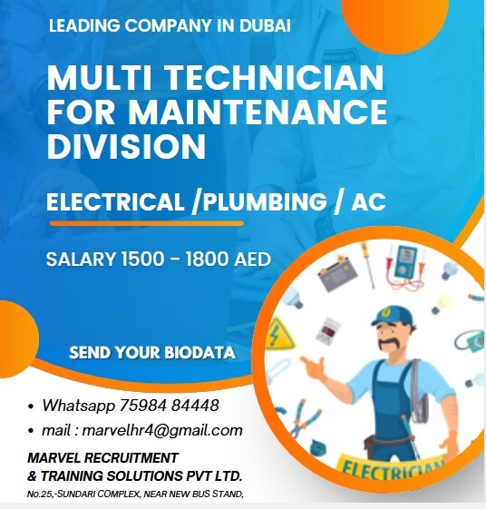 MULTI TECHNICIAN JOB ( ELECTRICIAN, PLUMBING, AC WORK)