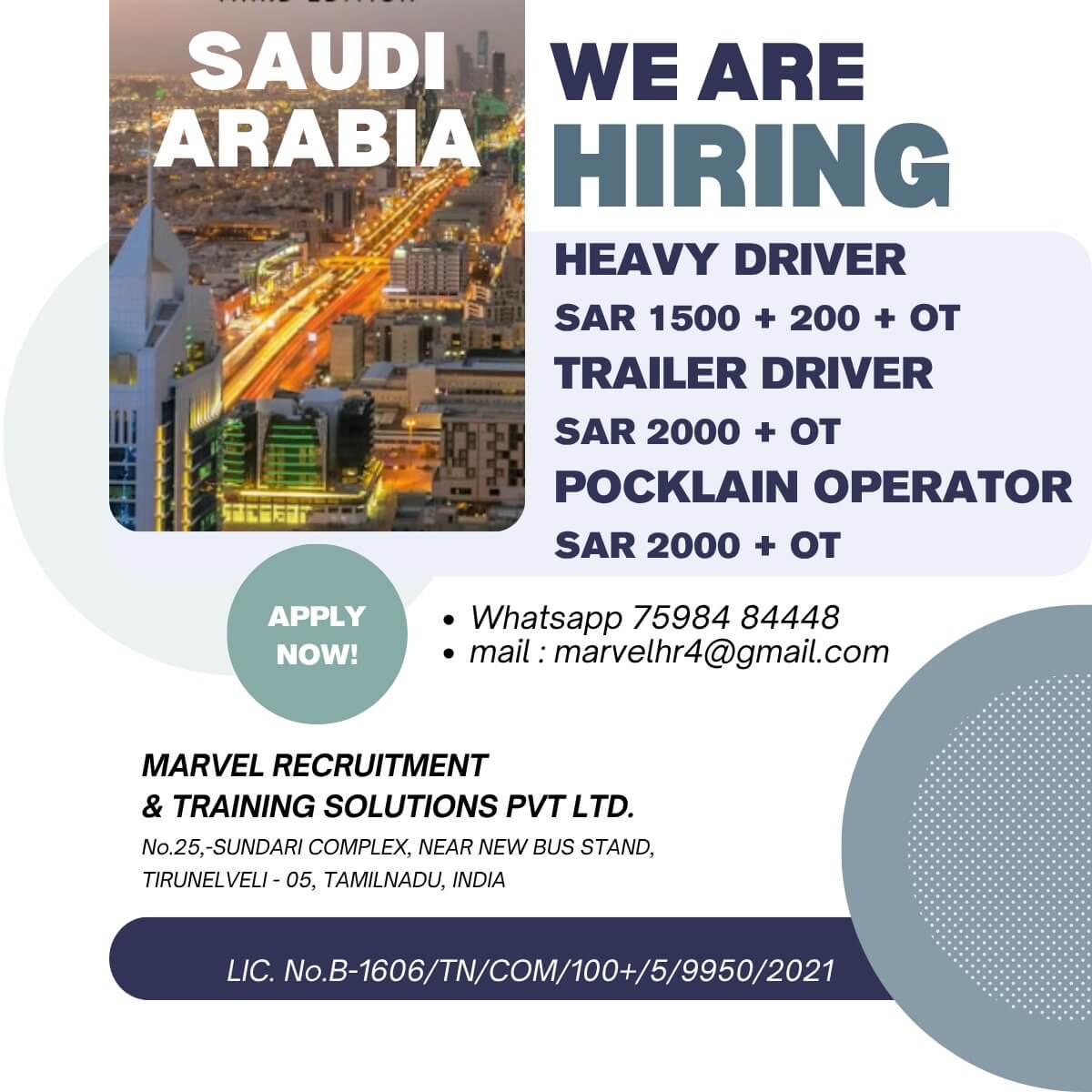DRIVER JOB FOR SAUDI ARABIA