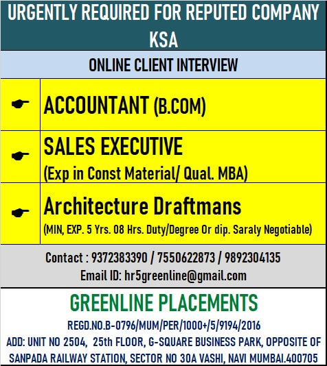 URGENTLY REQUIRED FOR REPUTED COMPANY KSA