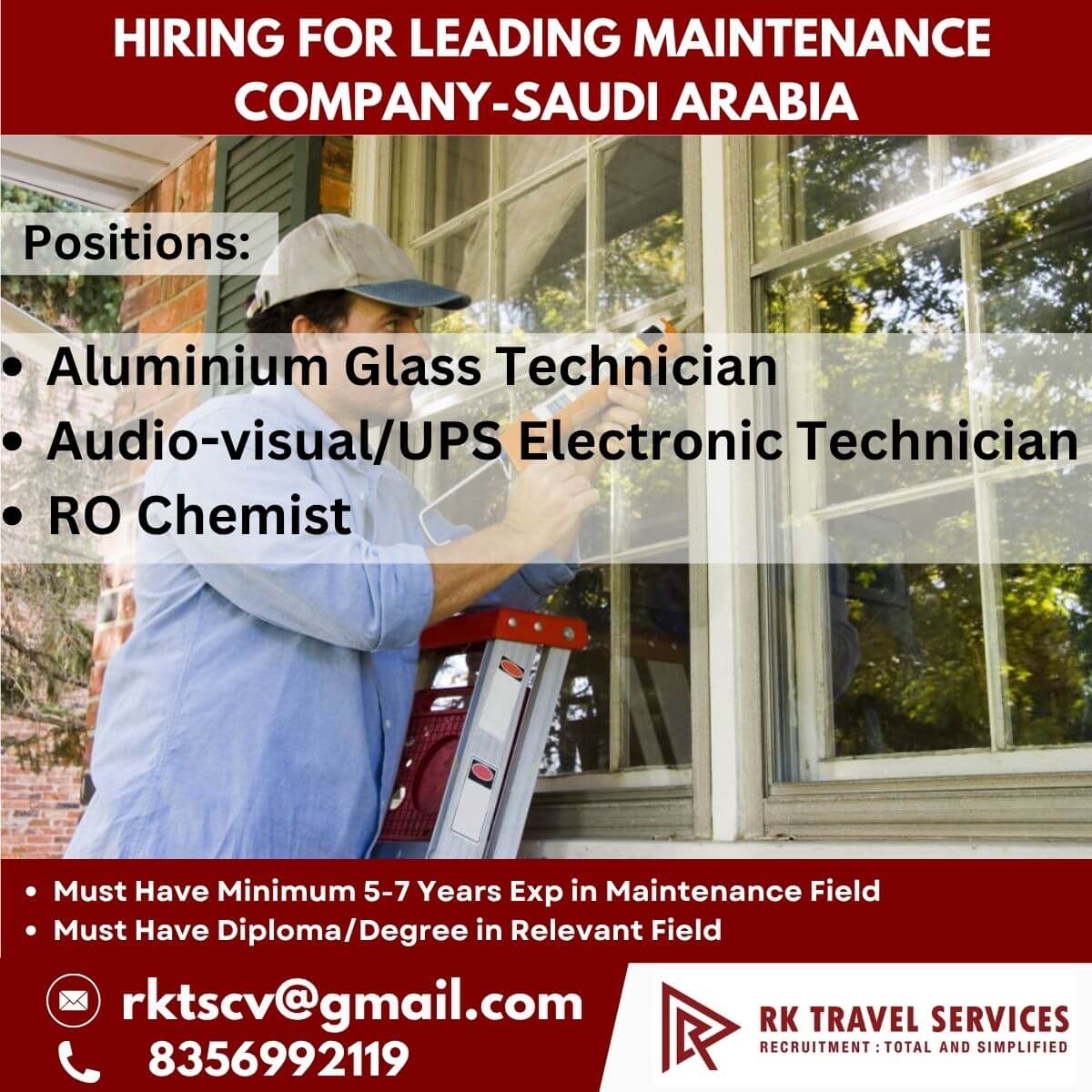 HIRING FOR LEADING MAINTENANCE COMPANY-SAUDI ARABIA