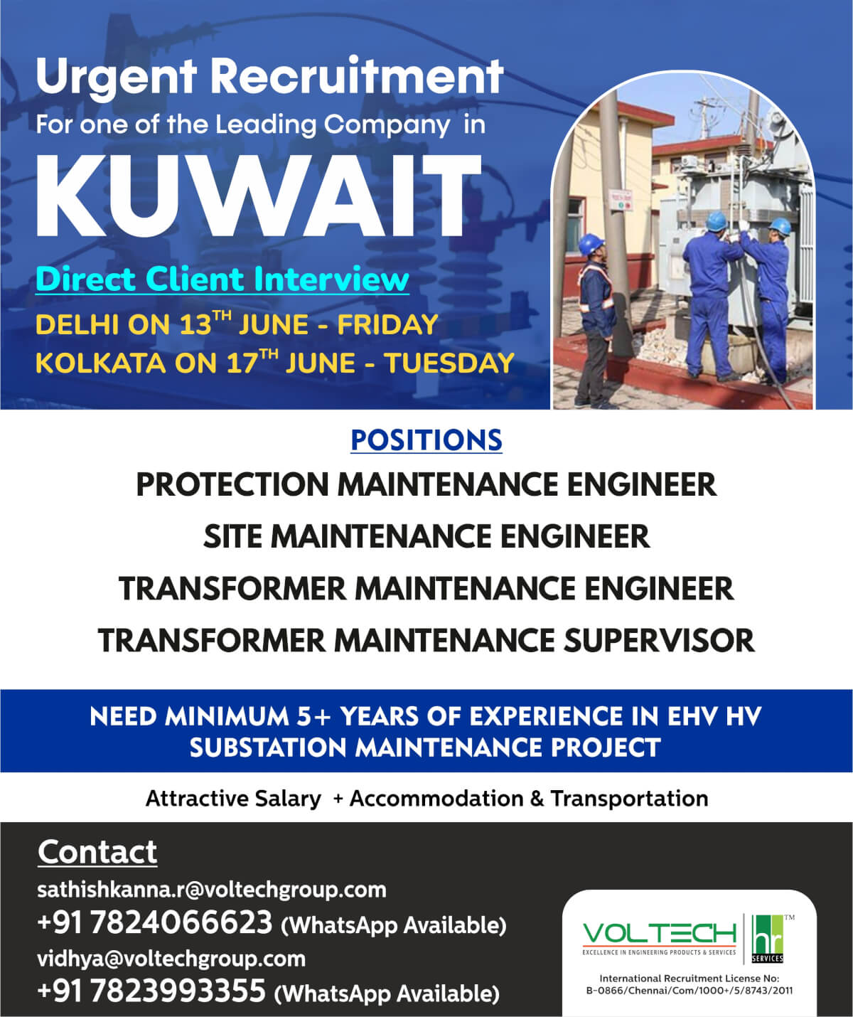 Urgent recruitment for one of the leading company in Kuwait