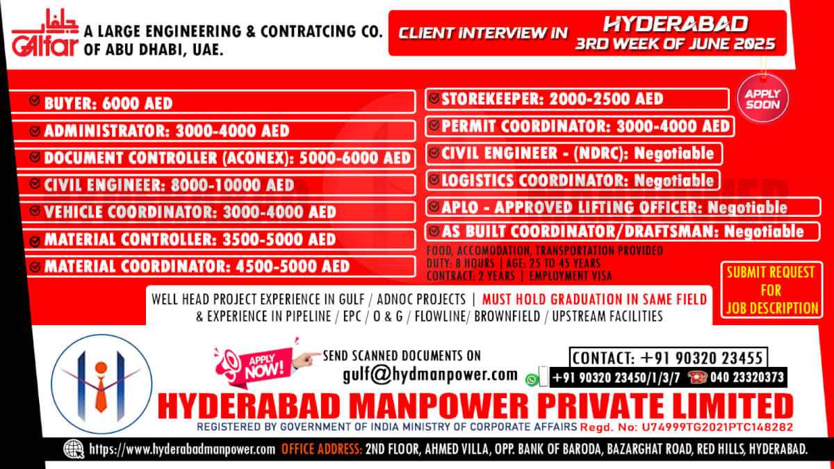 CLIENT INTERVIEW IN HYDERABAD IN 3rd WEEK OF JUNE 2025 CLIENT INTERVIEW IN HYDERABAD IN 3rd WEEK OF JUNE 2025