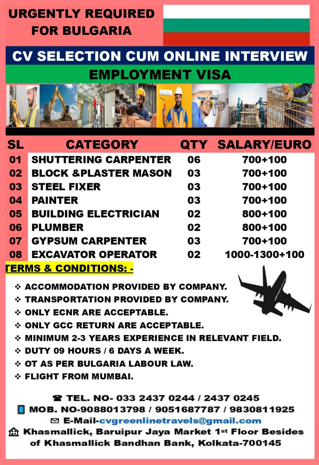 SHUTTERING CARPENTER,BLOCK & PLASTER MASON,STEEL FIXER,PAINTER,BUILDING ELECTRICIAN,PLUMBER,GYPSUM CARPENTER,EXCAVATOR OPERATOR SHUTTERING CARPENTER,BLOCK & PLASTER MASON,STEEL FIXER,PAINTER,BUILDING ELECTRICIAN,PLUMBER,GYPSUM CARPENTER,EXCAVATOR OPERATOR