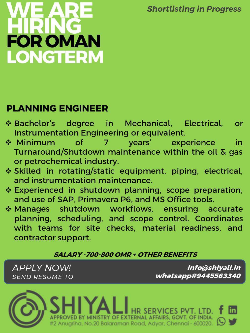 PLANNING ENGINEER PLANNING ENGINEER