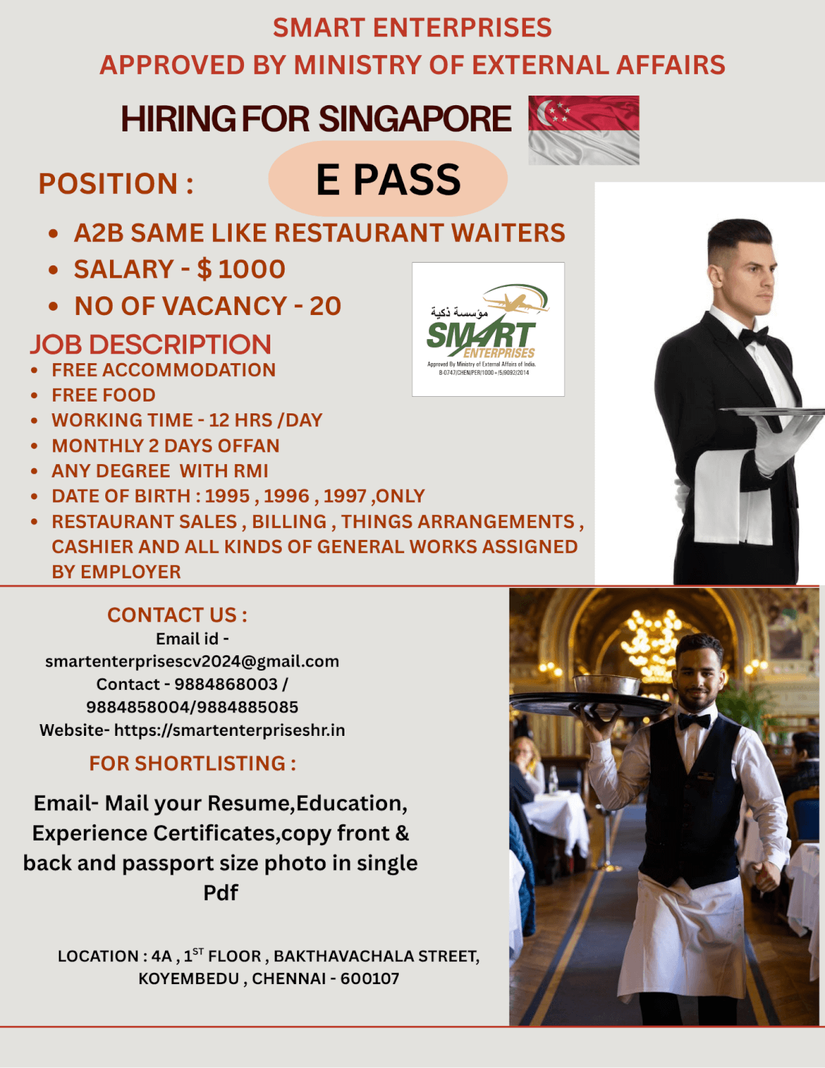 HIRING FOR SINGAPORE