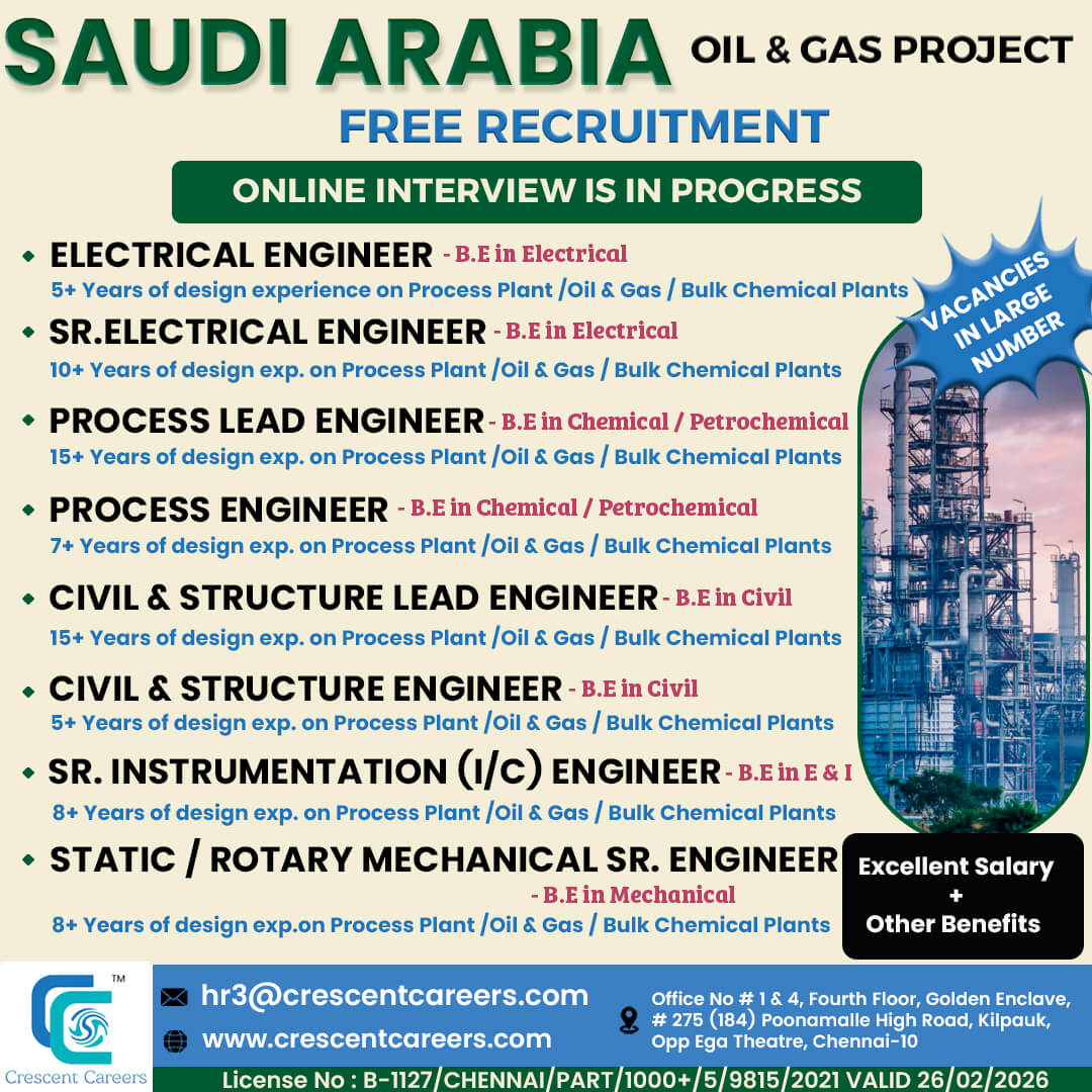 FREE RECRUITMENT FOR SAUDI ARABIA