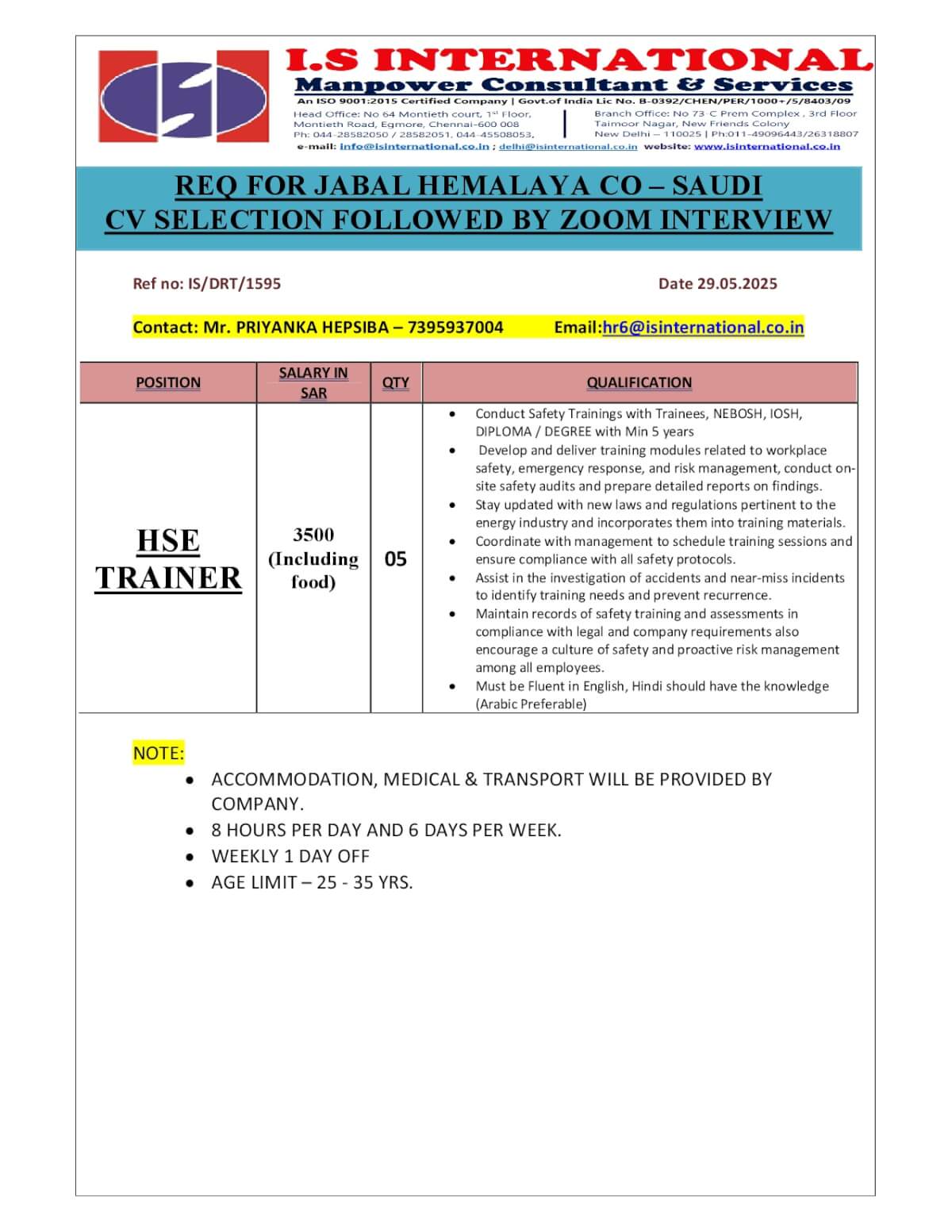 Hiring For Saudi