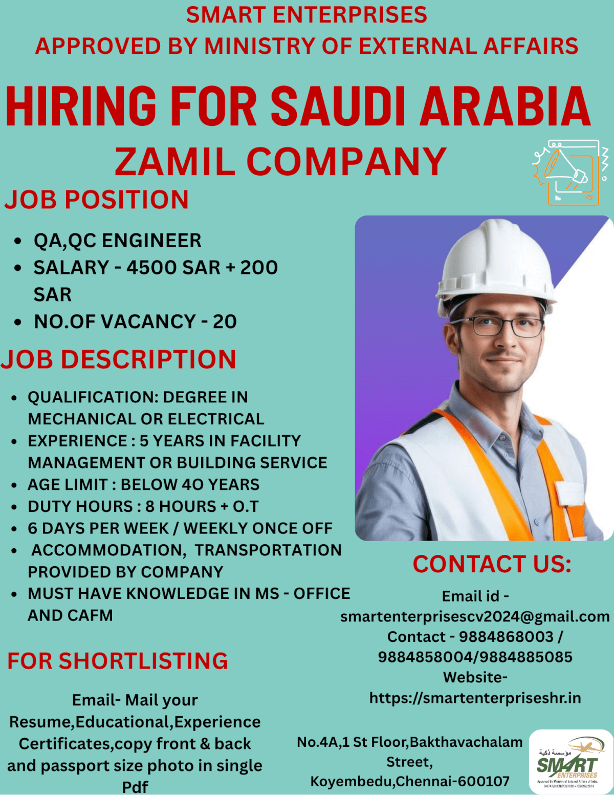 URGENT REQUIREMENT FOR SAUDI ARABIA