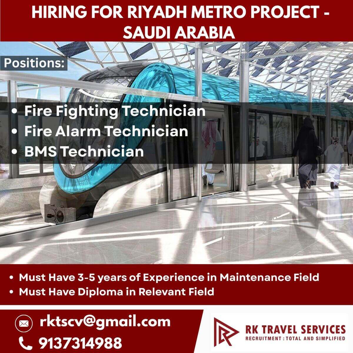 HIRING FOR RIYADH METRO PROJECT - SAUDI ARABIA