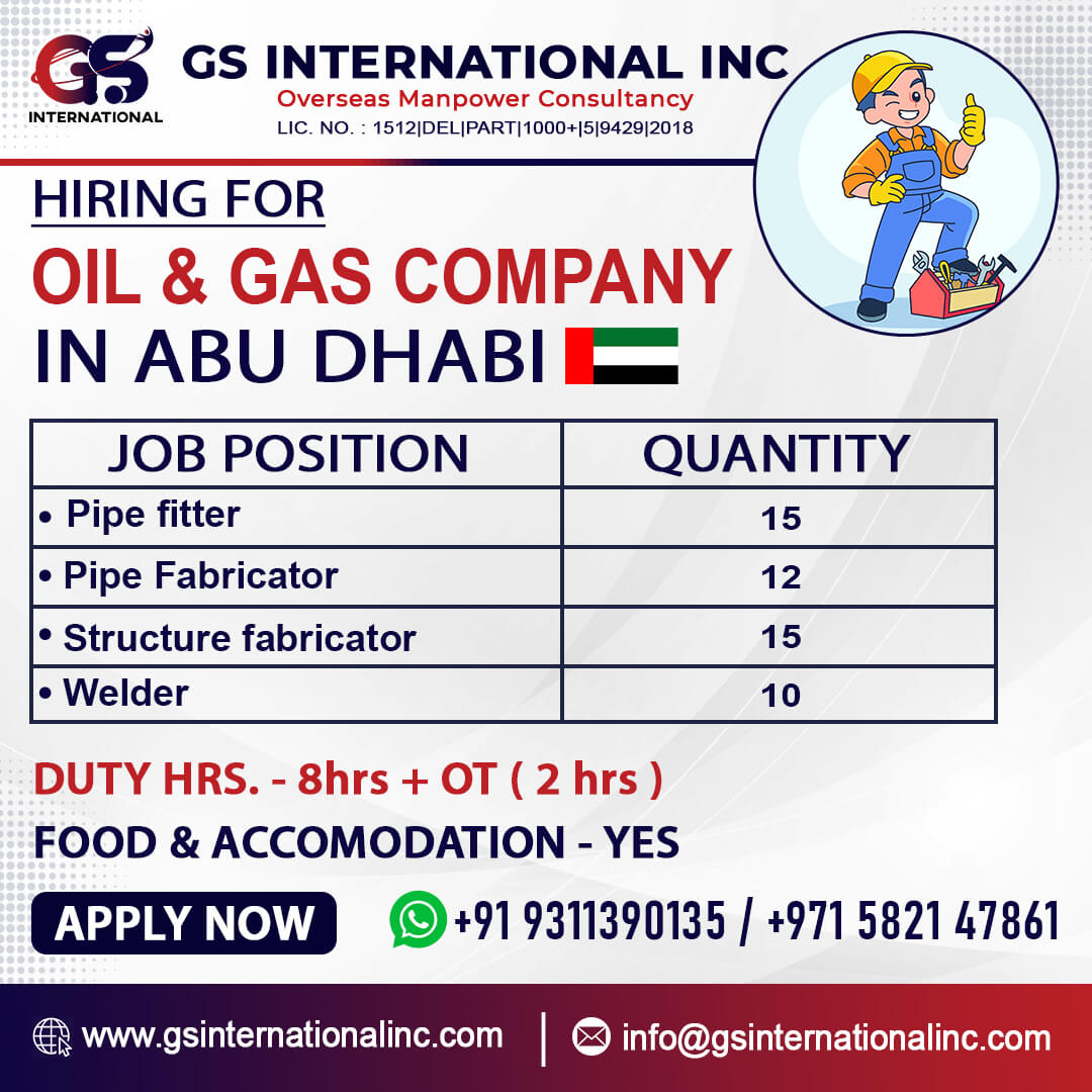 Hiring for Pipe Fitter, Pipe Fabrication , Structure Fabricator ,Welder Hiring for Pipe Fitter, Pipe Fabrication , Structure Fabricator ,Welder