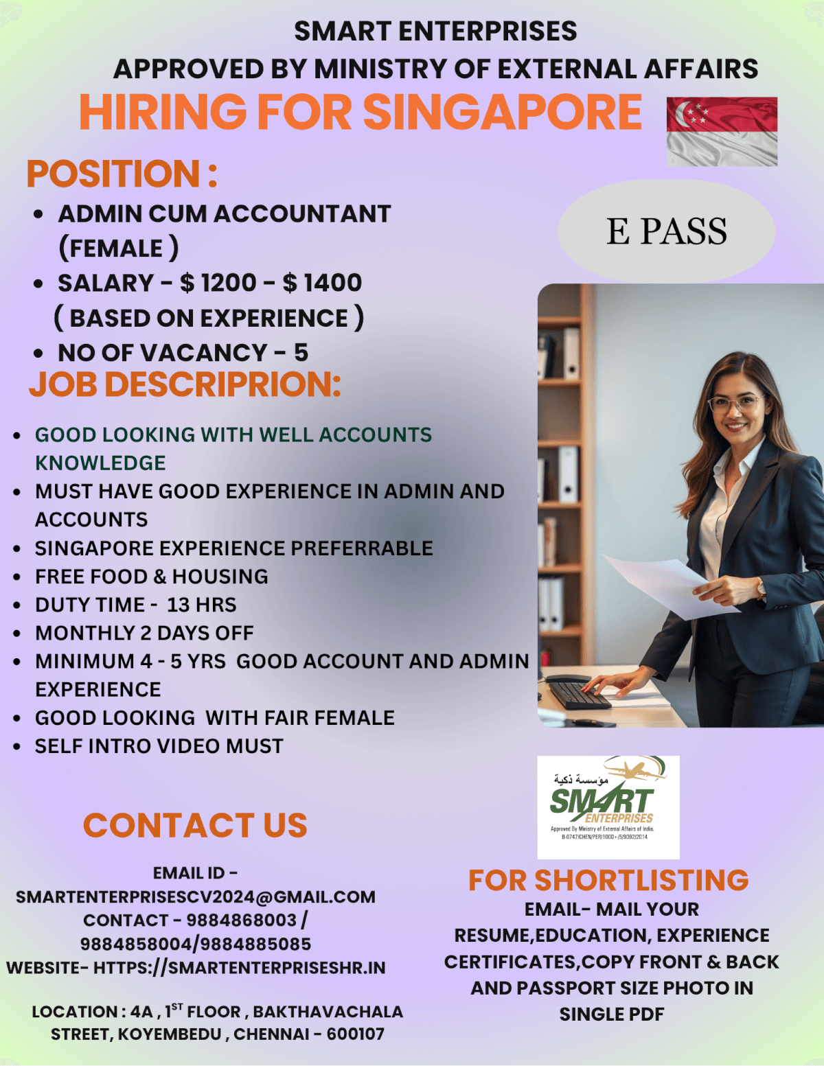 HIRING FOR SINGAPORE