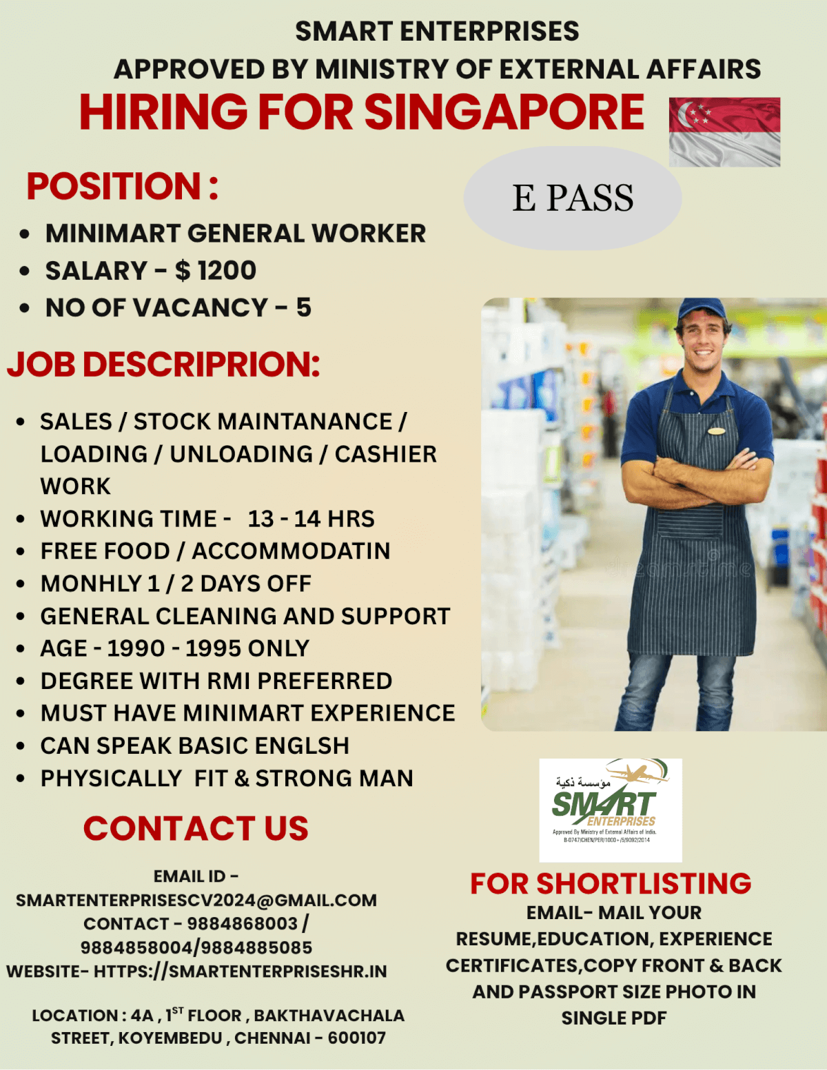 HIRING FOR SINGAPORE