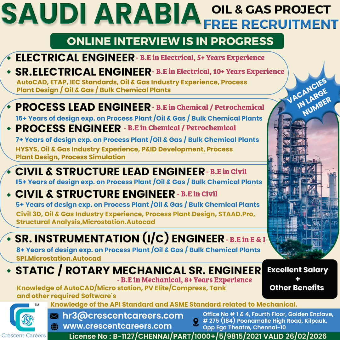 FREE RECRUITMENT FOR SAUDI ARABIA