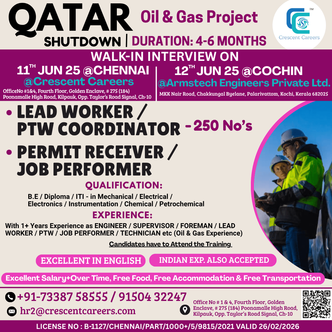 LEAD WORKER / PTW COORDINATOR / PERMIT RECEIVER / JOB PERFORMER