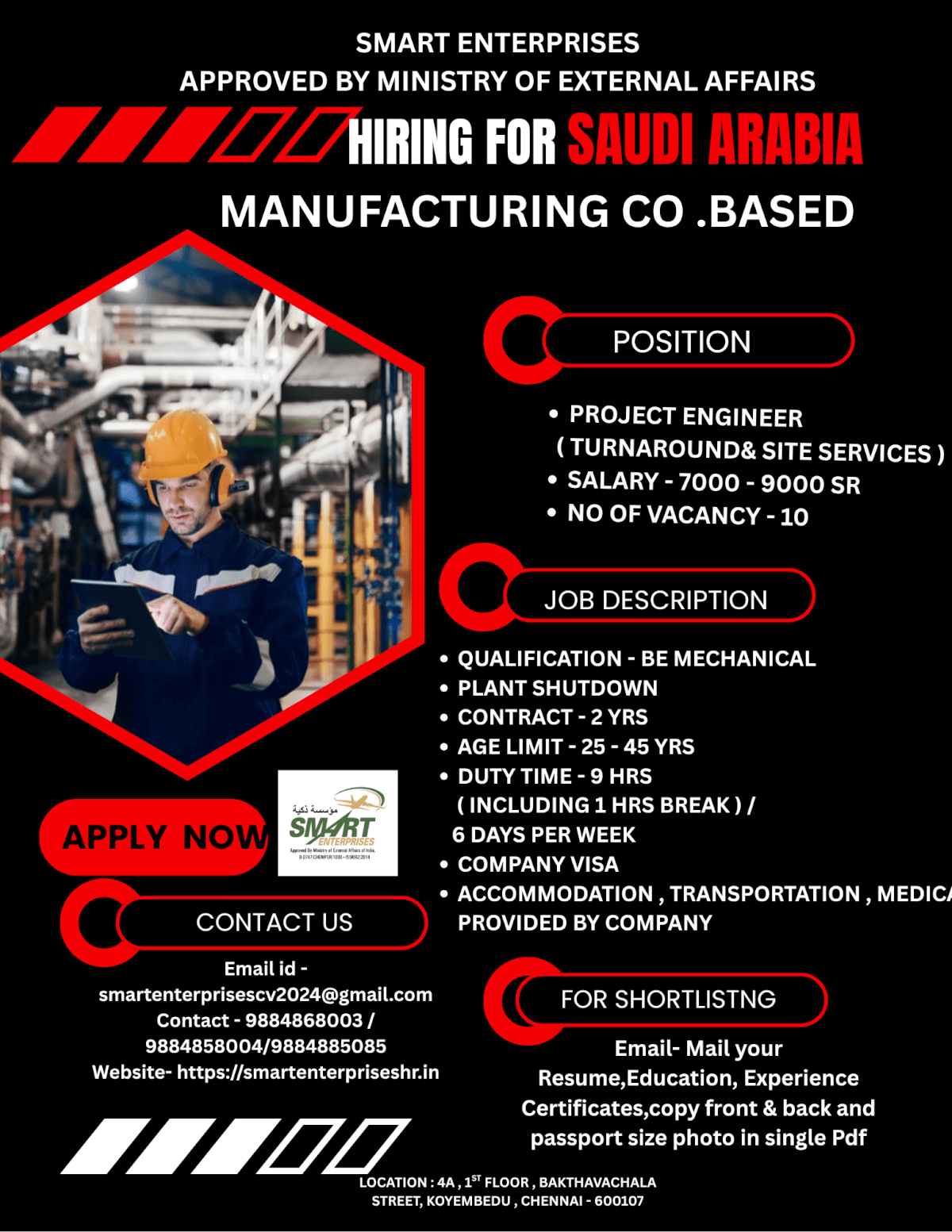 HIRING FOR SAUDI ARABIA