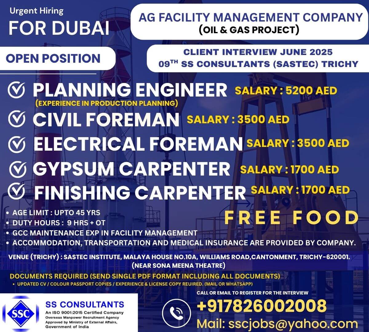 Urgent Hiring in Dubai – Planning Engineer & Foreman Jobs – Apply Now!