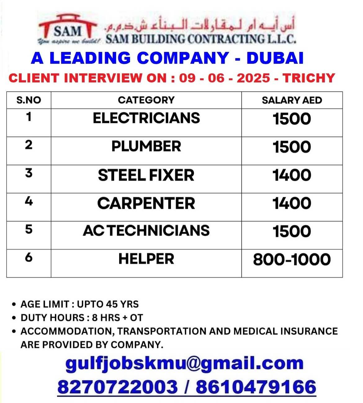 REQUIREMENT FOR DUBAI