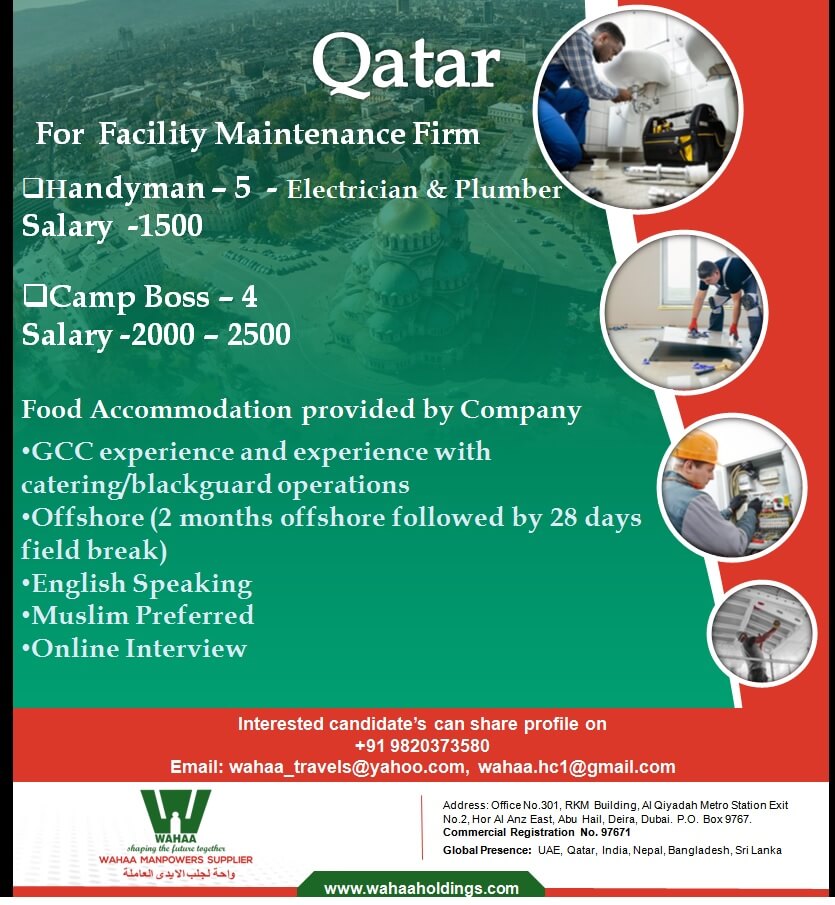 Require for Facility Maintenance Company Qatar Require for Facility Maintenance Company Qatar