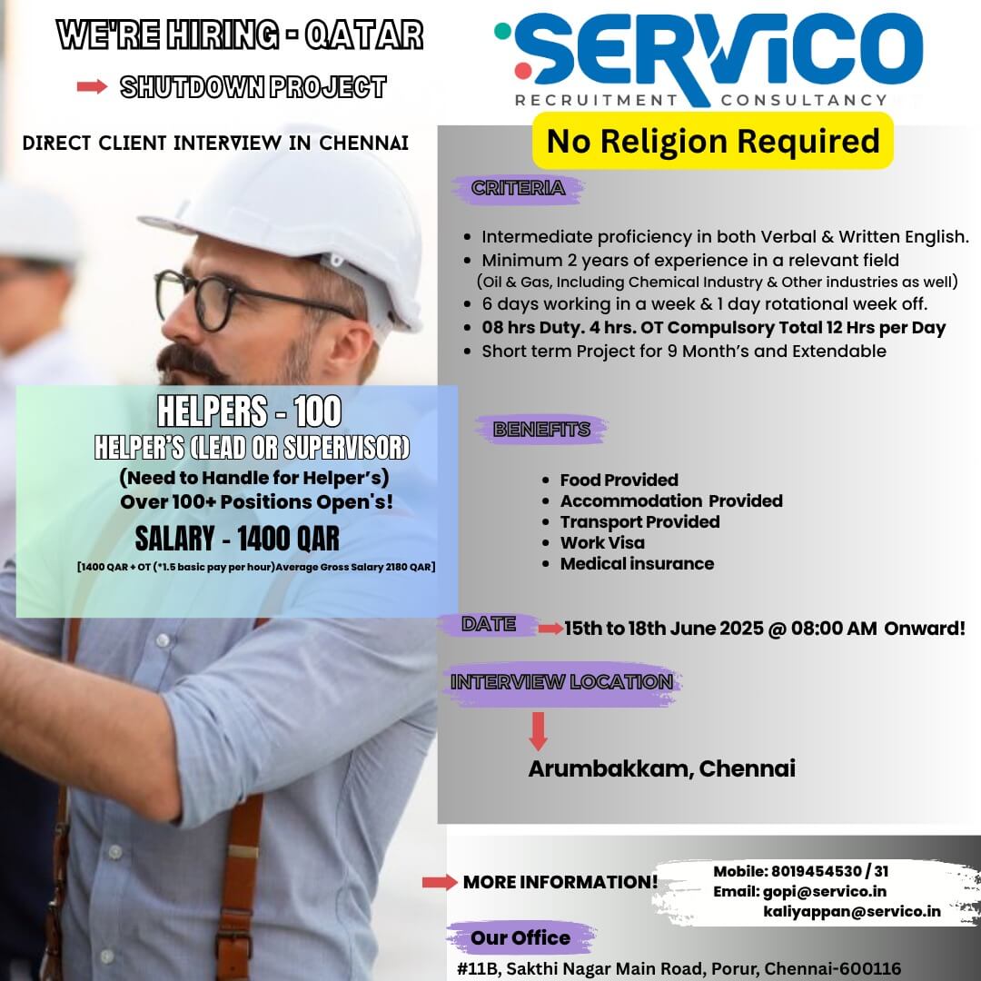 Helper’s (lead or supervisor) - Over 100+ Positions Open's - LEAD WORKER Helper’s (lead or supervisor) - Over 100+ Positions Open's - LEAD WORKER