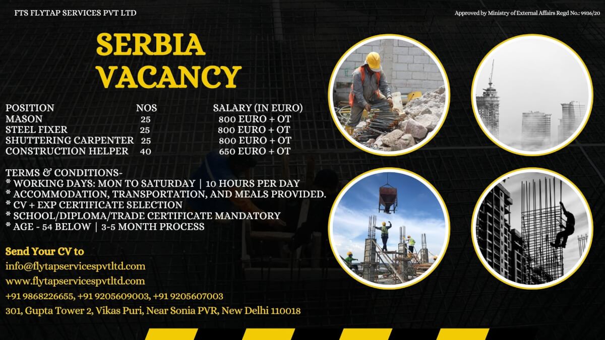 FTS FLYTAP SERVICES PVT LTD – HIRING FOR SERBIA FTS FLYTAP SERVICES PVT LTD – HIRING FOR SERBIA