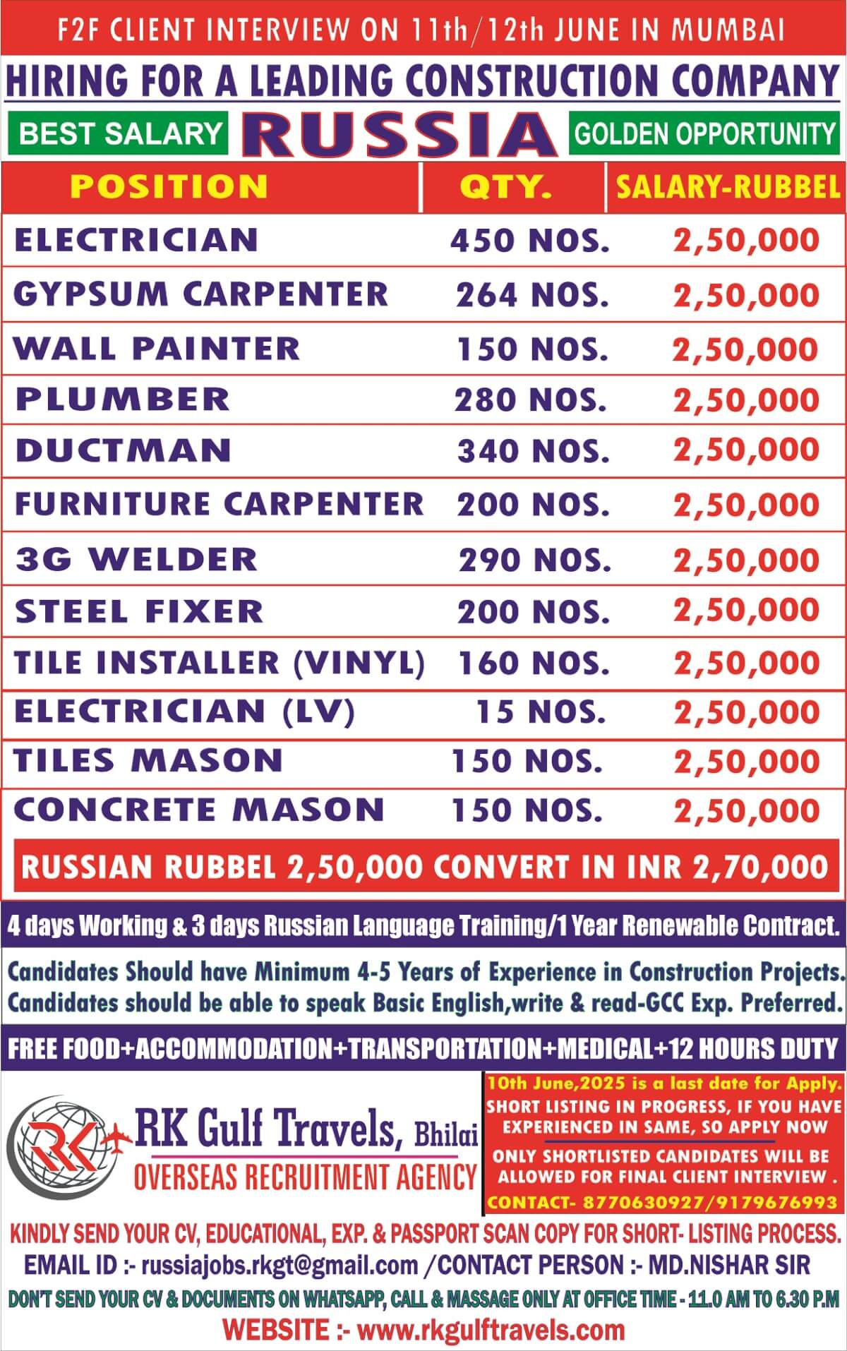 CLIENT INTERVIEW FOR A LEADING CIVIL CONSTRUCTION CO. - RUSSIA