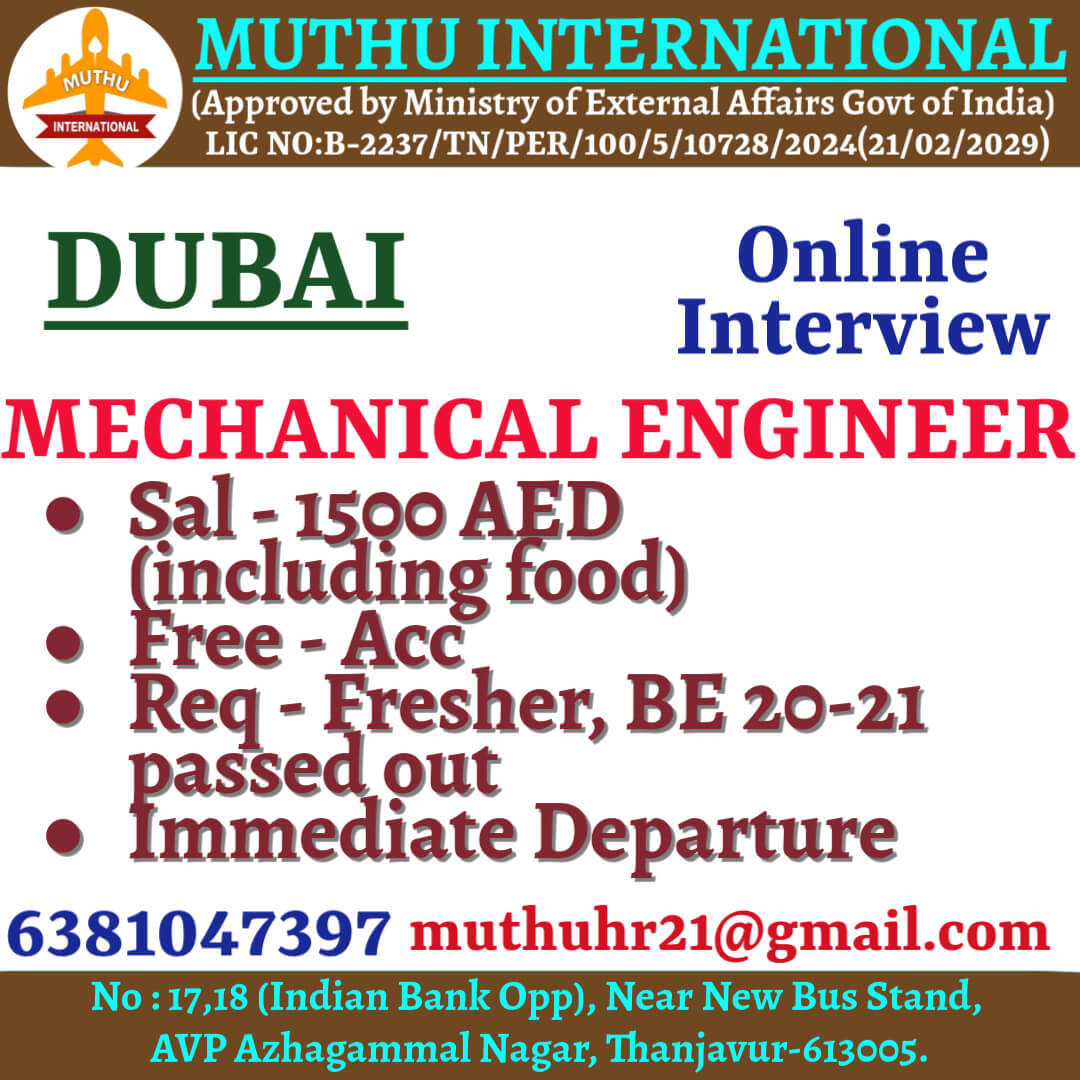 VACANCY IN DUBAI