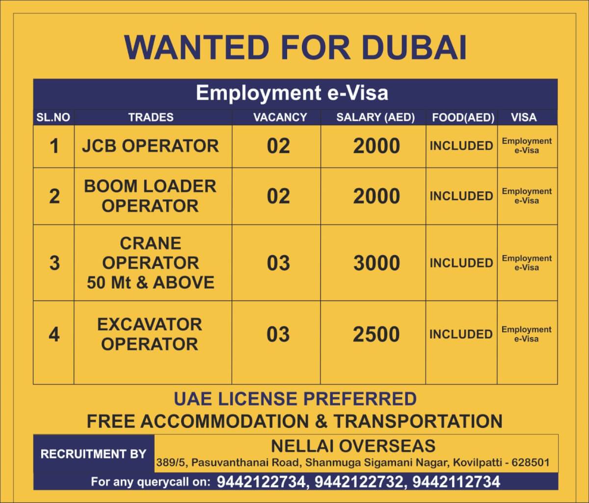 WANTED FOR DUBAI