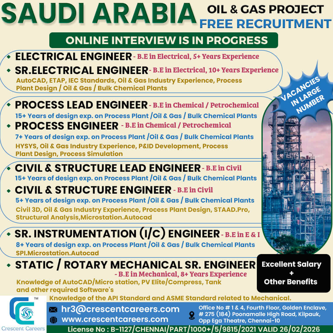 FREE RECRUITMENT FOR SAUDI ARABIA