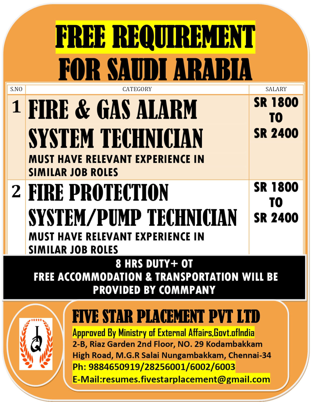 URGENT REQUIREMENT FOR SAUDI ARABIA URGENT REQUIREMENT FOR SAUDI ARABIA