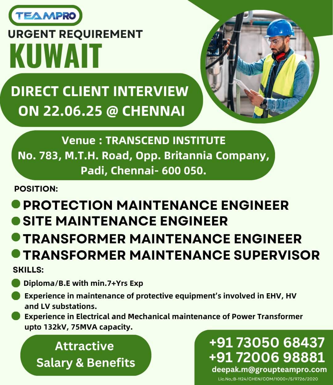 Urgent requirement for Protection Maintenance Engineer in Kuwait Urgent requirement for Protection Maintenance Engineer in Kuwait