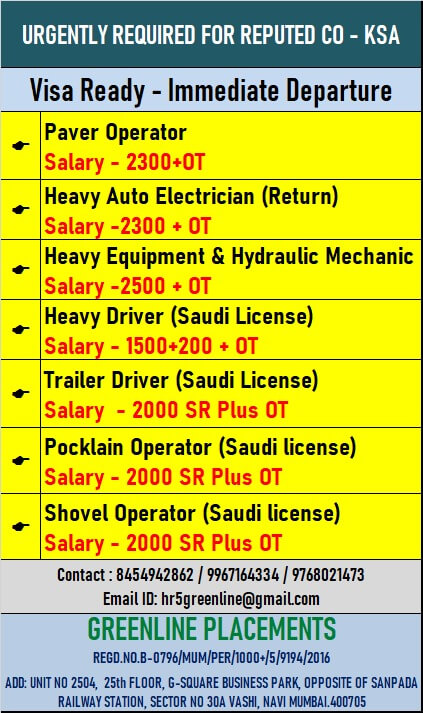 URGENTLY REQUIRED FOR REPUTED COMPANY KSA URGENTLY REQUIRED FOR REPUTED COMPANY KSA