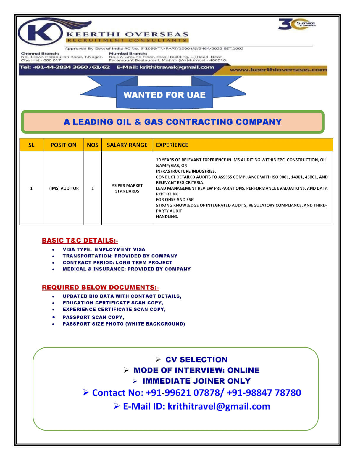 Integrated Management System (IMS) Auditor