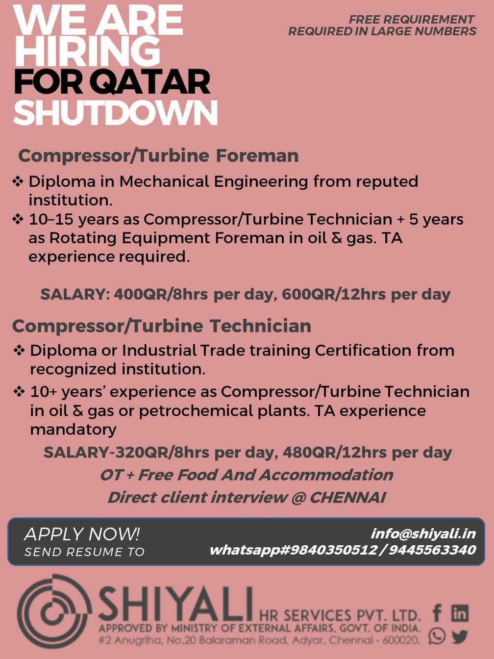 TURBINE FOREMAN AND TECHNICIAN