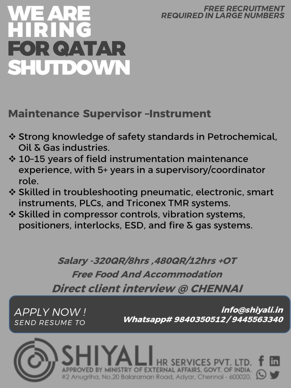 MAINTENANCE SUPERVISOR TECHNICIAN