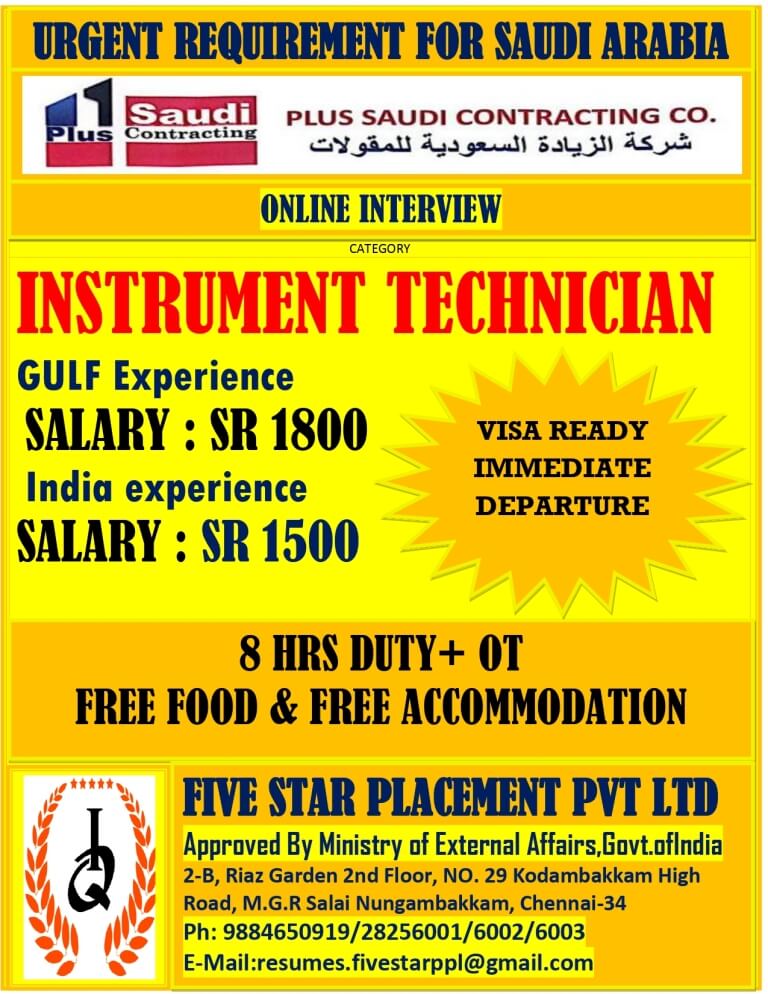 URGENT REQUIREMENT FOR SAUDI ARABIA