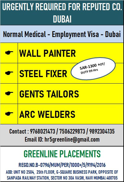 URGENTLY REQUIRED FOR REPUTED COMPANY DUBAI