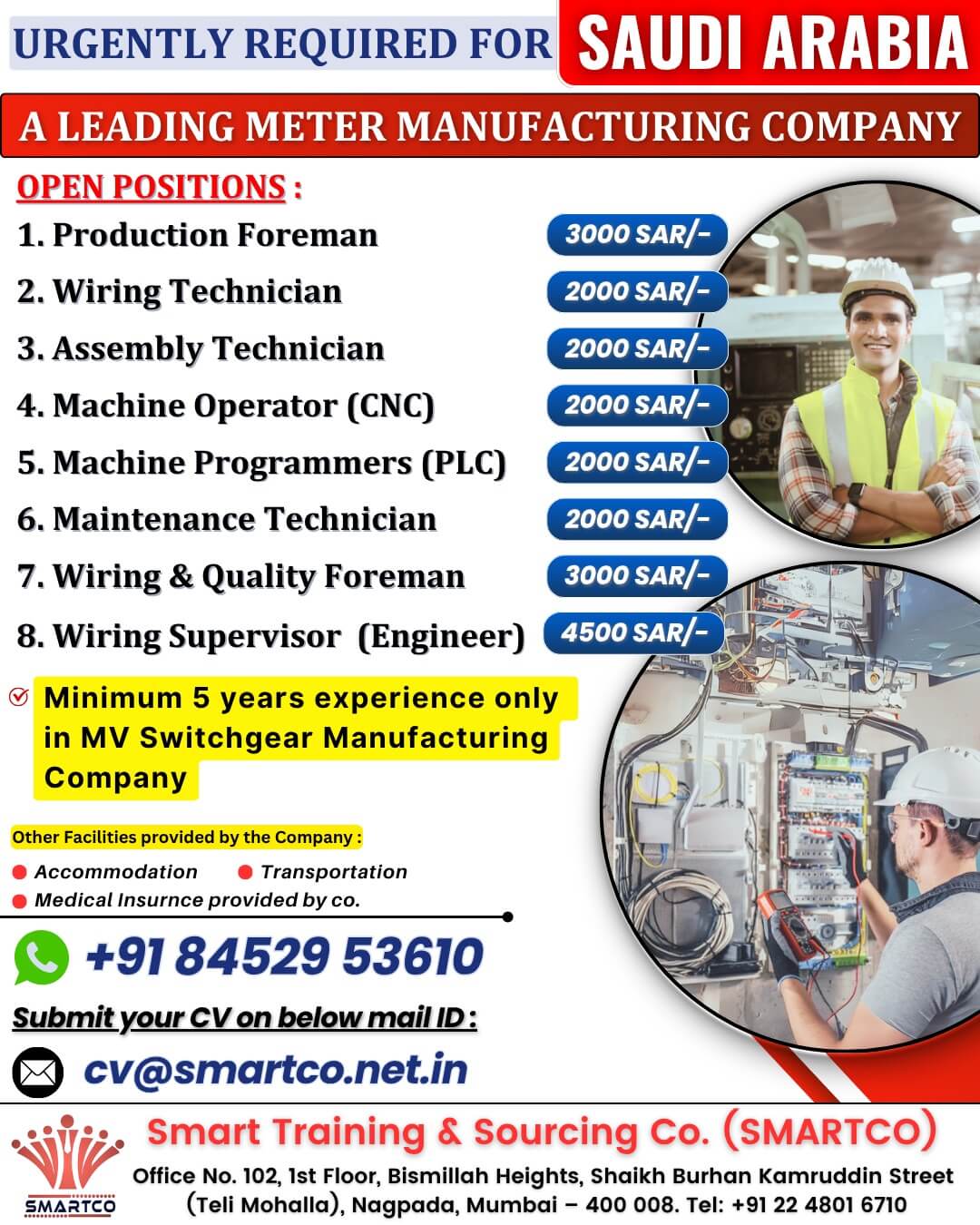 URGENTLY REQUIRED FOR SAUDI ARABIA A LEADING METER MANUFACTURING COMPANY