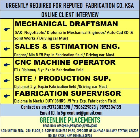 URGENTLY REQUIRED FOR REPUTED COMPANY KSA