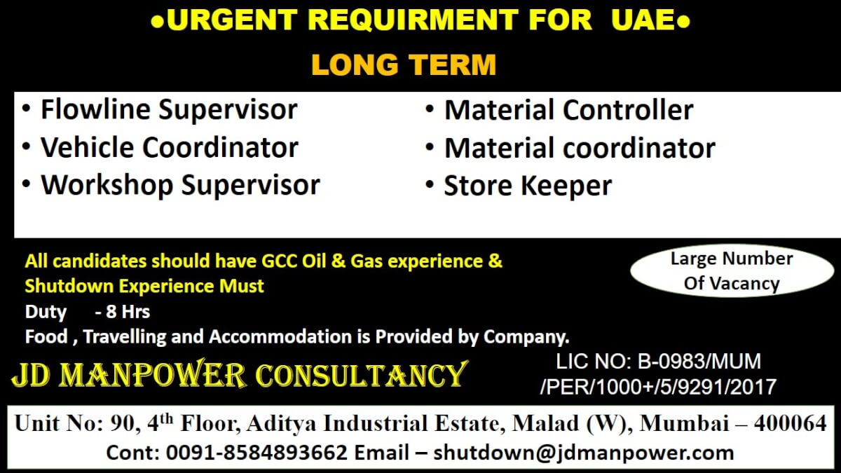 URGENT REQUIREMENT FOR UAE